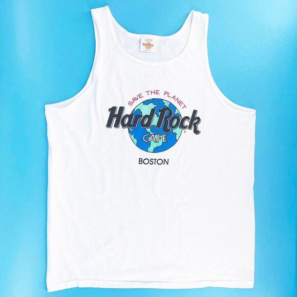 90s Hard Rock Cafe Boston Save the Planet tank top 1990s vintage - Picture 1 of 4
